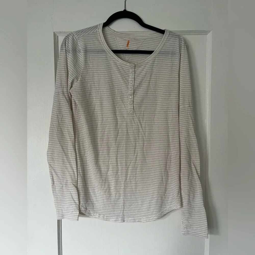 LUCY Striped Long Sleeve Henley Top - Picture 1 of 2